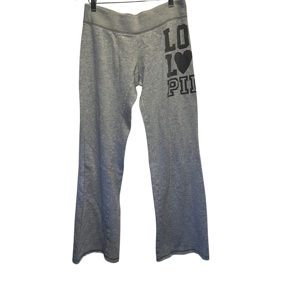 PINK Victorias Secret Womens XS Wide Leg Sweatpants Heather Gray Y2K Lounge 2011
